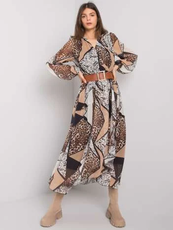 Rochie Dama Maxi, Animal print, POLE&POLE, Bej Casual