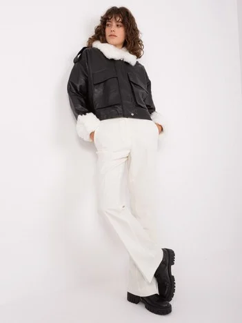 Jacheta Dama Guler inalt, Poliuretan, Vincenove, Alb Casual
