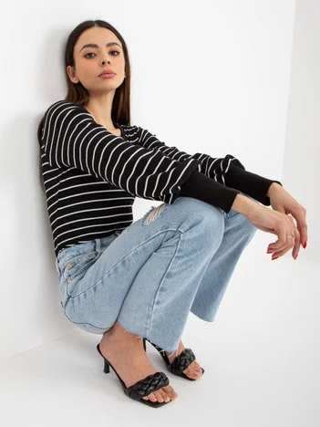 Bluza Dama Maneca lunga, Dungi, BASIC FEEL GOOD, Alb Eleganta Office