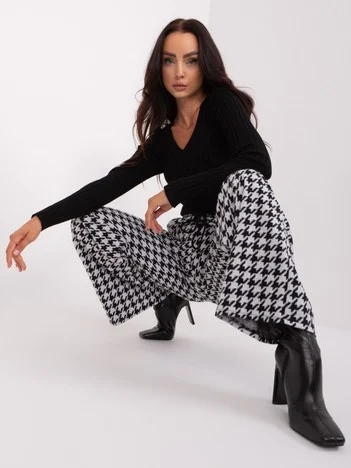 Pantaloni Dama Larga, Guler inalt, LAKERTA, Alb Eleganta Office