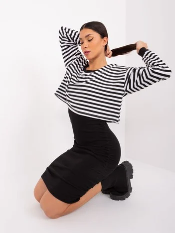 Compleu Dama Mini, Dungi, My Red Lips, Alb Casual