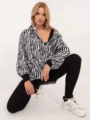 Compleu Dama Maneca lunga, Animal print, My Red Lips, Alb Casual