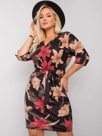 Rochie Dama Mini, Floral, LAKERTA, Rosu Eleganta Office