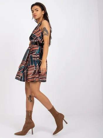 Rochie Dama Maxi, Imprimat, ITALY MODA, Camel Eleganta Office