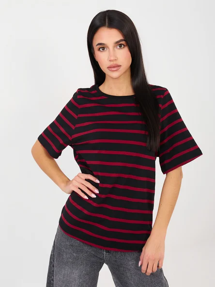 Tricou Dama Mini, Dungi, RUE PARIS, Rosu Casual