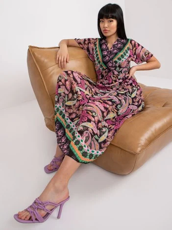 Rochie Dama Midi, Imprimat, ITALY MODA, Roz Eleganta Office