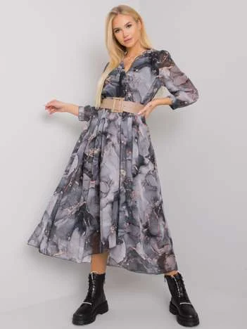 Rochie Dama Maxi, Imprimat, POLE&POLE, Negru Casual