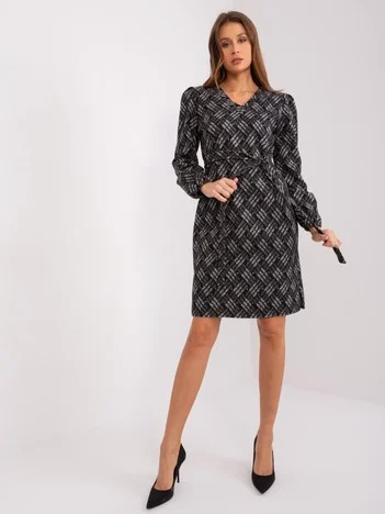 Rochie Dama Maxi, Geometric, LAKERTA, Negru Eleganta Office