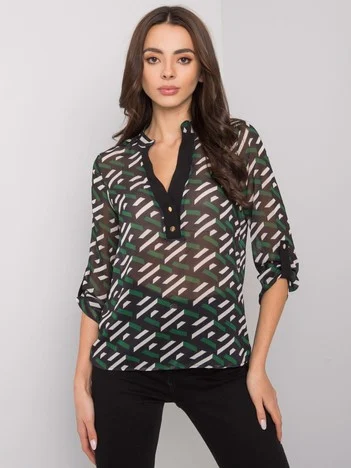Bluza Dama Maneca 3/4, Imprimat, POLE&POLE, Verde Eleganta Office