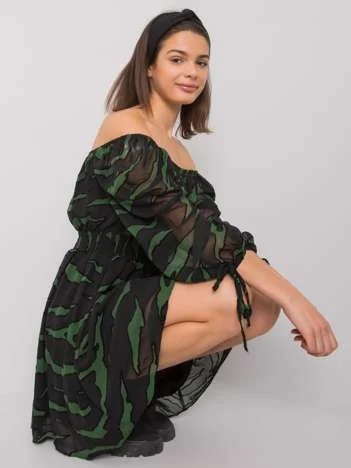 Rochie Dama Mini, Animal print, POLE&POLE, Verde Casual