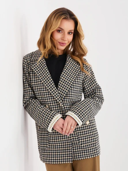 Sacou Dama Maneca lunga, Carouri, LAKERTA, Galben Eleganta Office