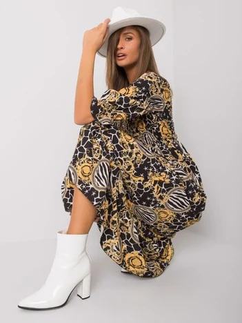 Rochie Dama Maxi, Imprimat, ITALY MODA, Galben Casual