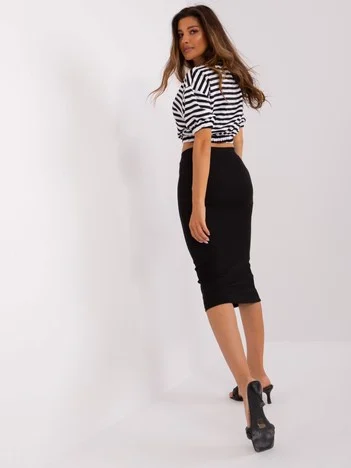 Compleu Dama Midi, Dungi, Lily Rose, Negru Casual