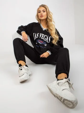 Compleu Dama Maneca lunga, Mansete elastice, ex moda, Negru Casual