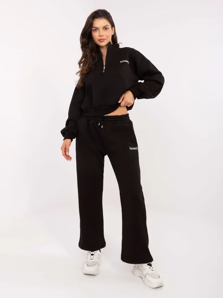 Compleu Dama Maneca lunga, Decolteu guler tunica, ex moda, Negru