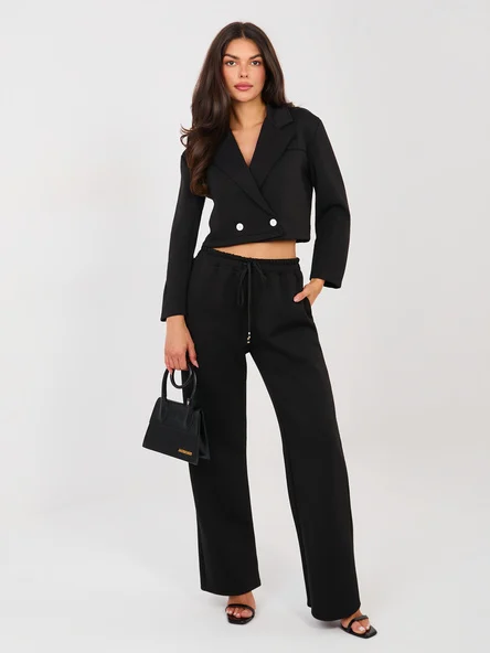 Compleu Dama Maneca lunga, Dreapta, RUE PARIS, Negru Eleganta Office