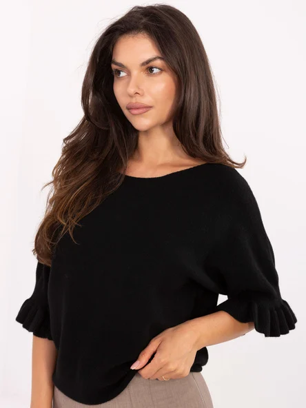 Pulover Dama Maneca 3/4, Elegant, ITALY MODA, Negru Eleganta