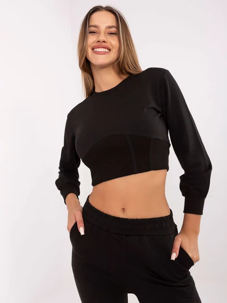 Compleu Dama Maneca lunga, Decolteu rotund, RUE PARIS, Negru