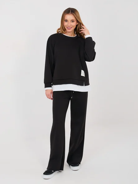 Compleu Dama Maneca lunga, Dreapta, RUE PARIS, Negru Casual