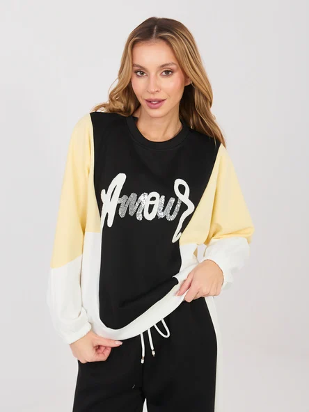 Compleu Dama Maneca lunga, Paiete, RUE PARIS, Negru Casual