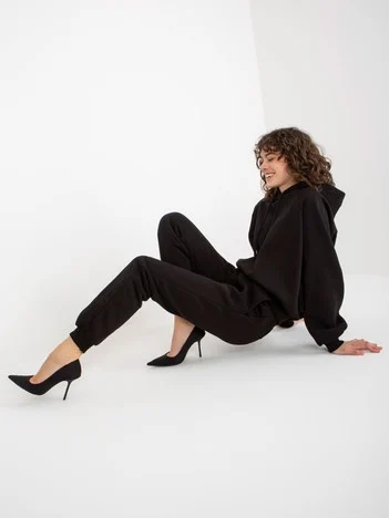 Compleu Dama Maneca lunga, Mansete elastice, ex moda, Negru Casual