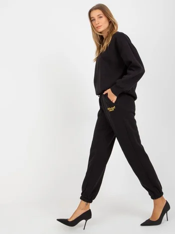 Compleu Dama Maneca lunga, Mansete elastice, ex moda, Negru Casual