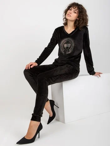 Compleu Dama Maneca lunga, Mansete elastice, RELEVANCE, Negru Casual