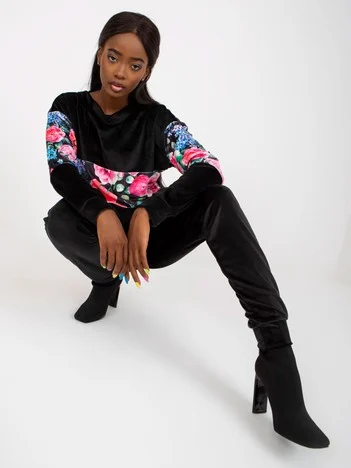 Compleu Dama Maneca lunga, Mansete elastice, RUE PARIS, Negru Eleganta Office
