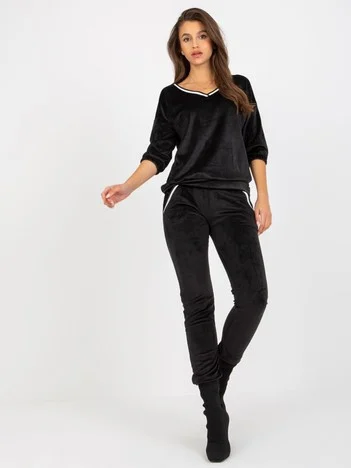 Compleu Dama Maneca 3/4, Mansete elastice, RELEVANCE, Negru Casual