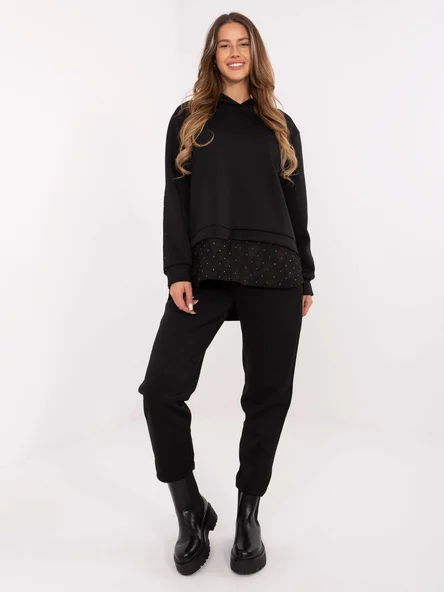 Compleu Dama Maneca lunga, Dantela, ITALY MODA, Negru Casual