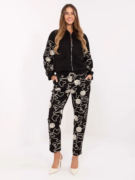 Compleu Dama Maneca lunga, Conica, MODA ITALY, Negru Casual