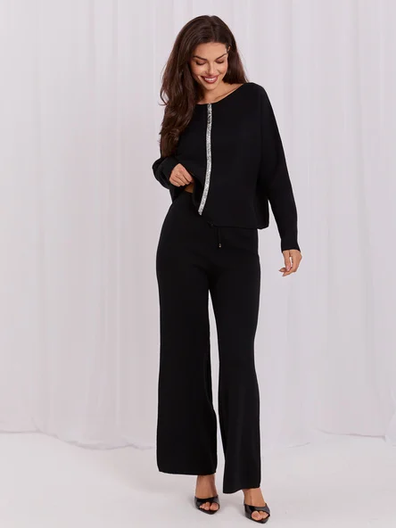 Compleu Dama Maneca lunga, Elegant, ITALY MODA, Negru Eleganta Office
