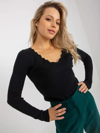 Pulover Dama Maneca lunga, Dungi, Vinceotto, Negru Eleganta Office