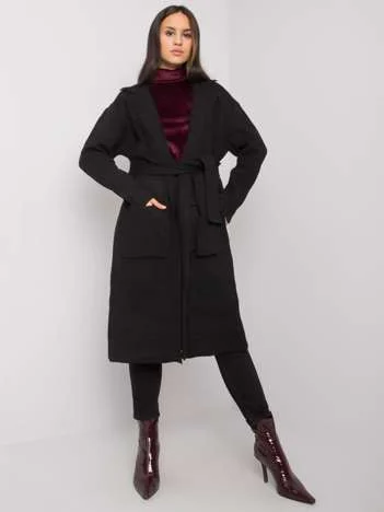 Cardigan Dama Maneca lunga, Guler inalt, RUE PARIS, Negru Eleganta Office