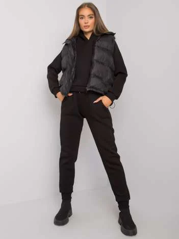 Compleu Dama Maneca lunga, Decolteu cu gluga, ex moda, Negru