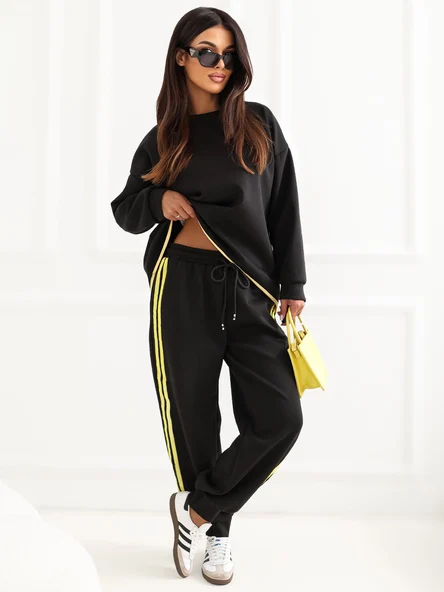 Compleu Dama Maneca lunga, Mansete elastice, RUE PARIS, Negru Casual