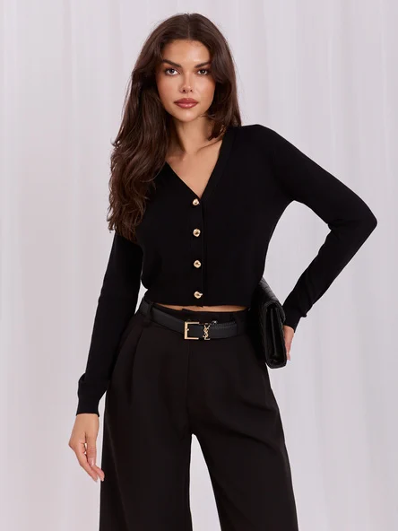Pulover Dama Mini, Elegant, ITALY MODA, Negru Eleganta Office