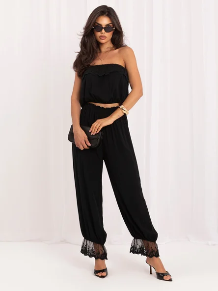 Compleu Dama Fara maneci, Dantela, ITALY MODA, Negru Casual