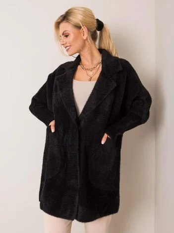 Palton Dama Maneca lunga, Maneca lunga, Fashion Hunters, Negru Eleganta Office