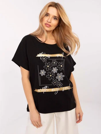 Bluza Dama Mini, Floral, Calimera, Negru