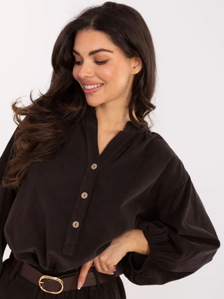 Camasa Dama Maneca lunga, Decolteu in V, ITALY MODA, Maro Casual