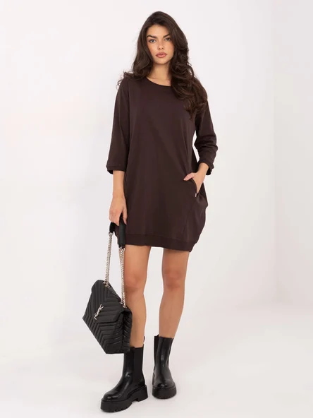 Rochie Dama Maneca 3/4, Oversize, RELEVANCE, Maro Casual