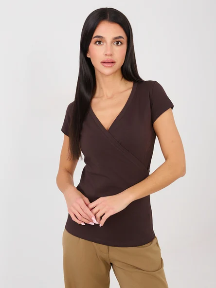 Tricou Dama Mini, Petrecuta, BASIC FEEL GOOD, Maro Casual