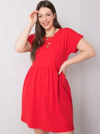 Rochie Dama Mini, Lejera, BASIC FEEL GOOD, Rosu Eleganta Office Marimi Mari