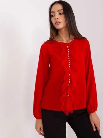 Bluza Dama Maneca lunga, Elegant, LAKERTA, Rosu Eleganta Office