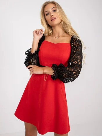 Rochie Dama Maxi, Imprimat, LAKERTA, Rosu de Ocazie Nunta