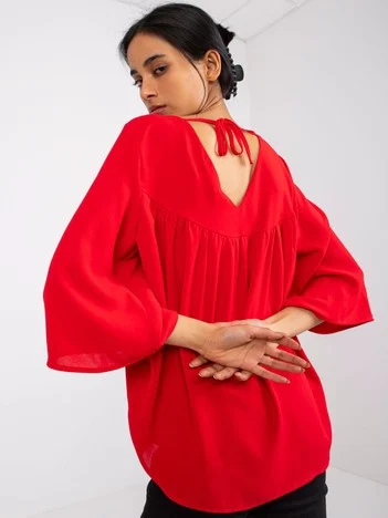 Bluza Dama Maneca 3/4, Elegant, RUE PARIS, Rosu Eleganta Office