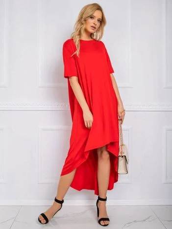 Rochie Dama Midi, Rochie asimetrica, RUE PARIS, Rosu de Vara