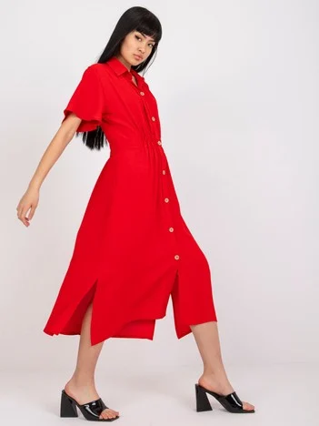 Rochie Dama Midi, Rochie dreapta, RUE PARIS, Rosu Eleganta Office