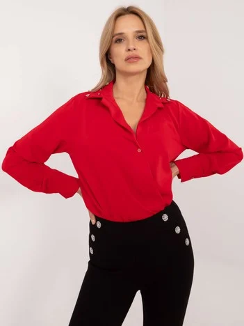 Camasa Dama Maneca lunga, Elegant, ITALY MODA, Rosu Eleganta Office